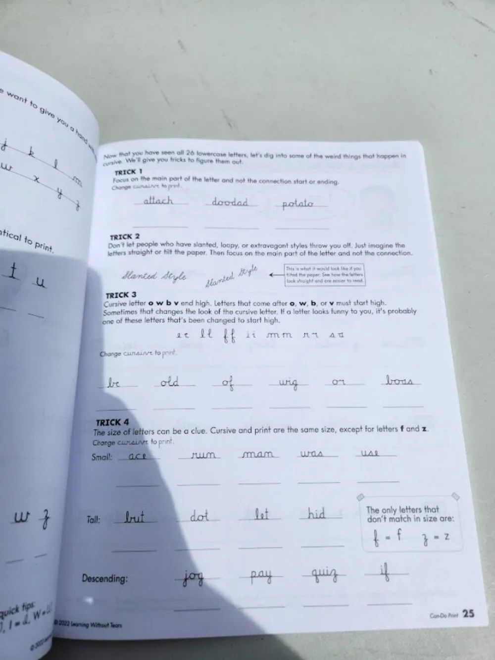 Learning Without Tears Can-Do Print Student Workbook 5th Grade Handwriting Pract